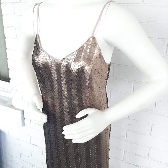 J.Crew Gold Sequin Herringbone Slip Dress - Picture 1 of 9